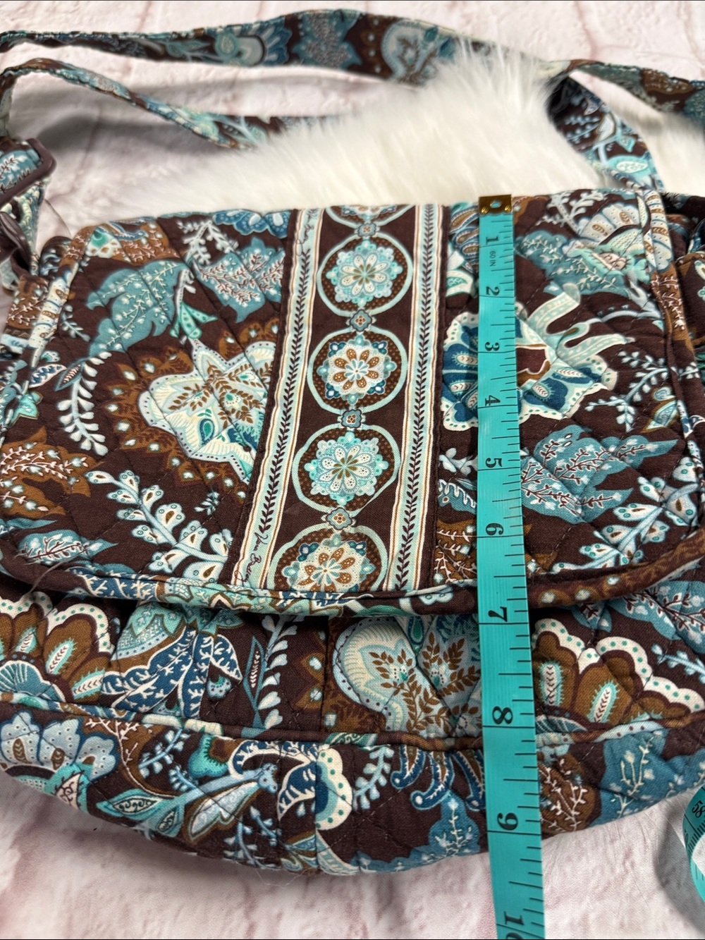 Vera Bradley Brown & Teal Quilted Paisley Crossbody with Matching Wallet - Picture 13 of 17